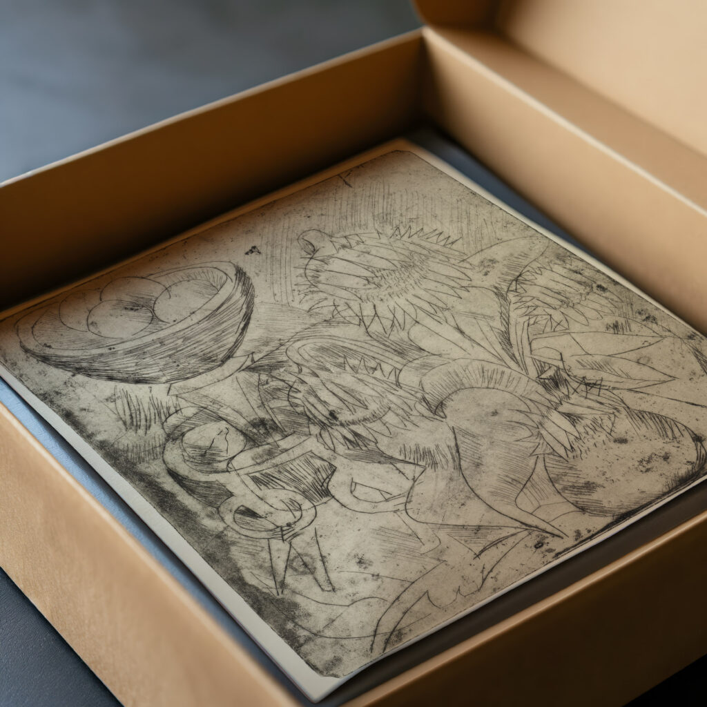 Stillleben mit Sonnenblumen und Obstschale 1913 1914 Ernst Ludwig Kirchner video mockup