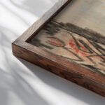 Stillleben neben geschnitztem Stuhl 1909 Ernst Ludwig Kirchner close up dark wood mockup