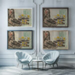 Stillleben neben geschnitztem Stuhl 1909 Ernst Ludwig Kirchner framed posters mockup