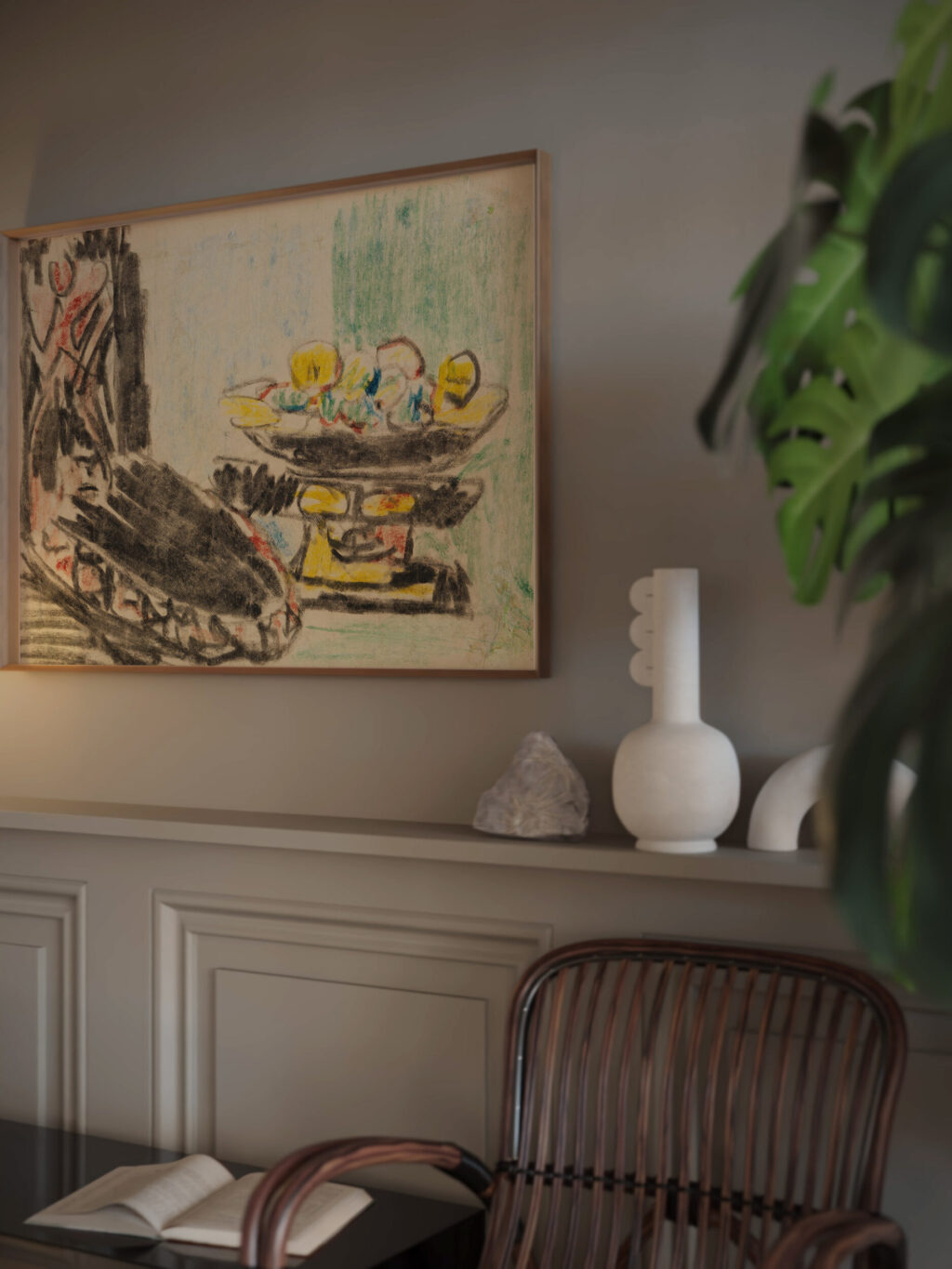 Stillleben neben geschnitztem Stuhl 1909 Ernst Ludwig Kirchner video mockup