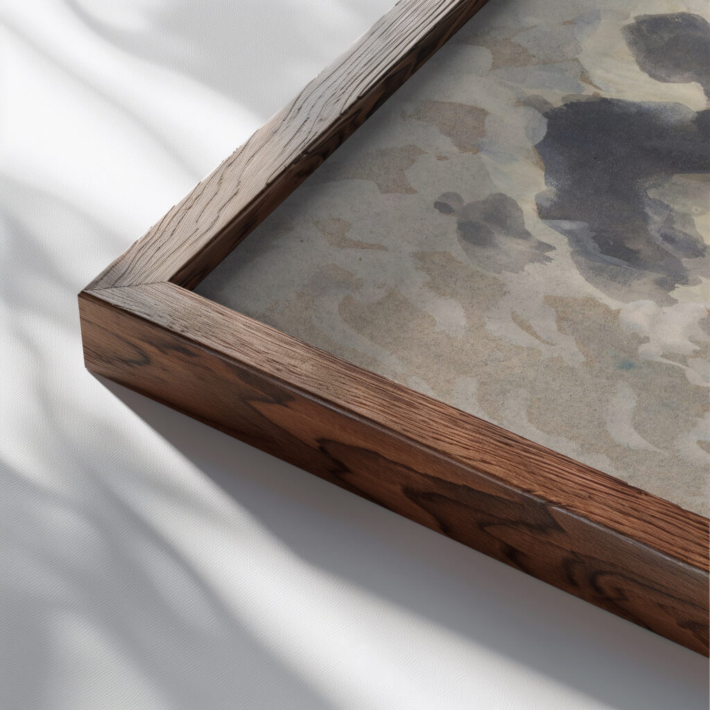 Storms Coming Up Joseph Pennell close up dark wood mockup