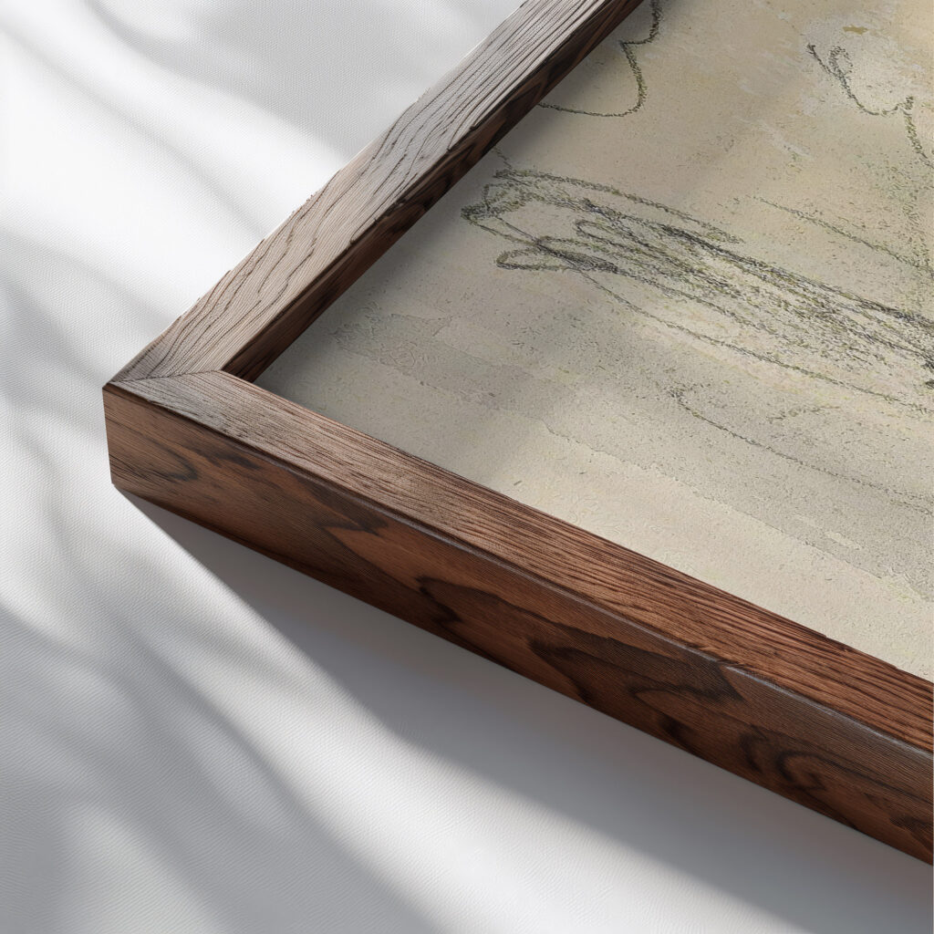 Straat met figuren in Biskra 1922 Marius Bauer close up dark wood mockup