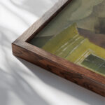 Straatbeeld met figuren 1944 Hendrik Nicolaas Werkman close up dark wood mockup