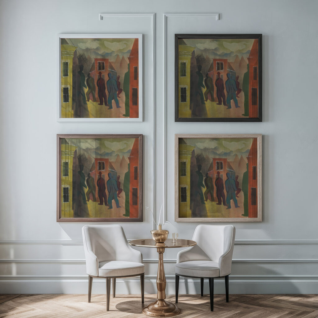 Straatbeeld met figuren 1944 Hendrik Nicolaas Werkman framed posters mockup