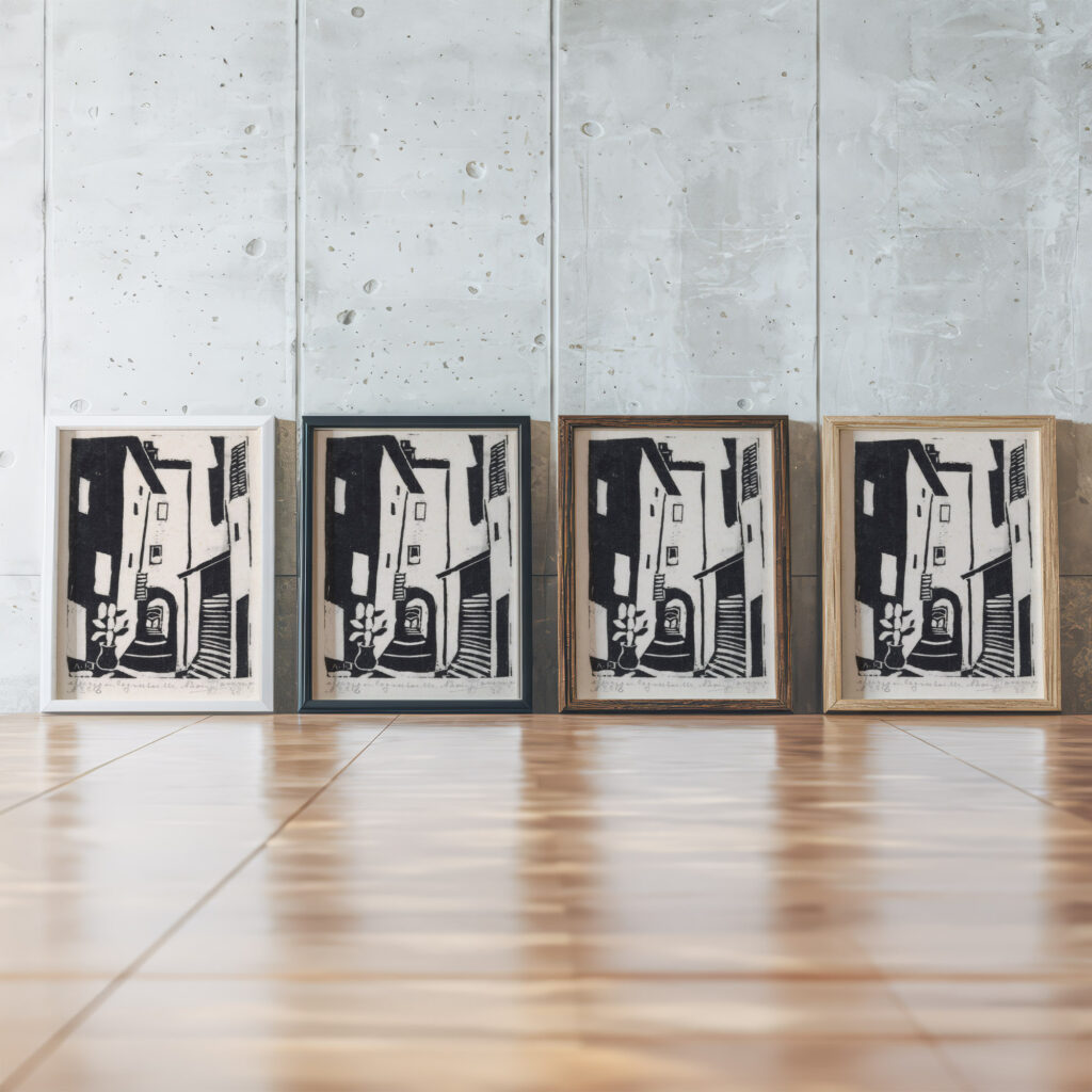 Straatgezicht met trap in Cagnes sur Mer 1928 Abraham Johannes Jansma framed posters mockup