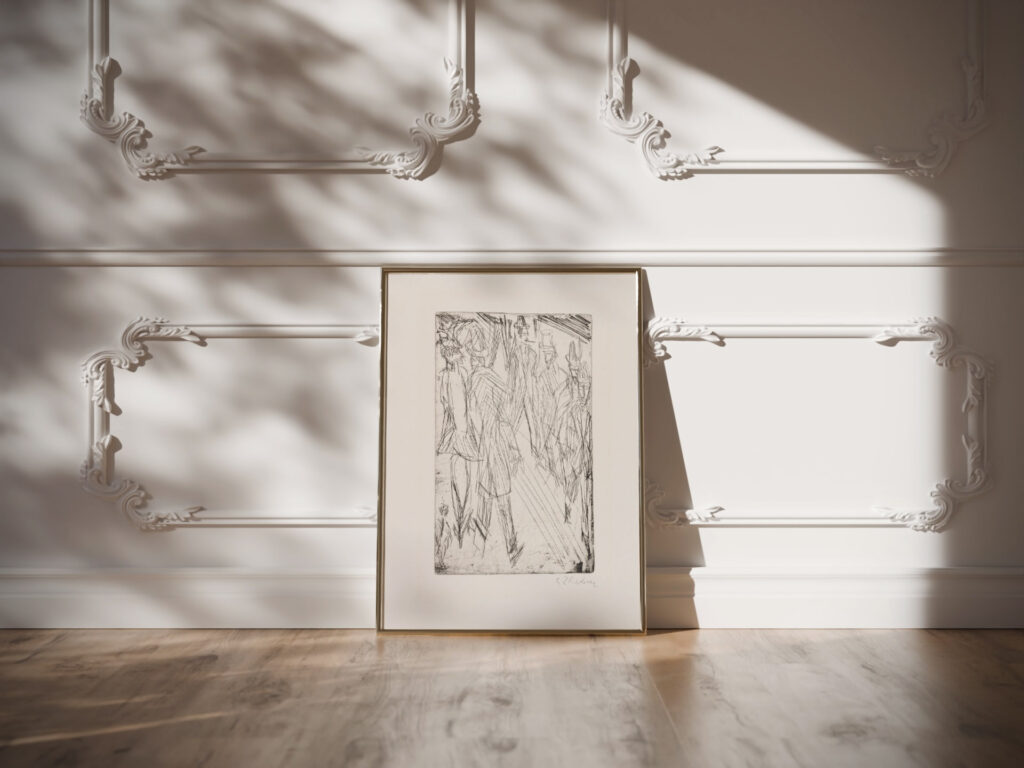 Strasenszene mit Hundchen – Die Vorubergehenden 1914 Ernst Ludwig Kirchner video mockup