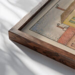 Street with a pastry shop 1926 1928 Mikulas Galanda close up dark wood mockup