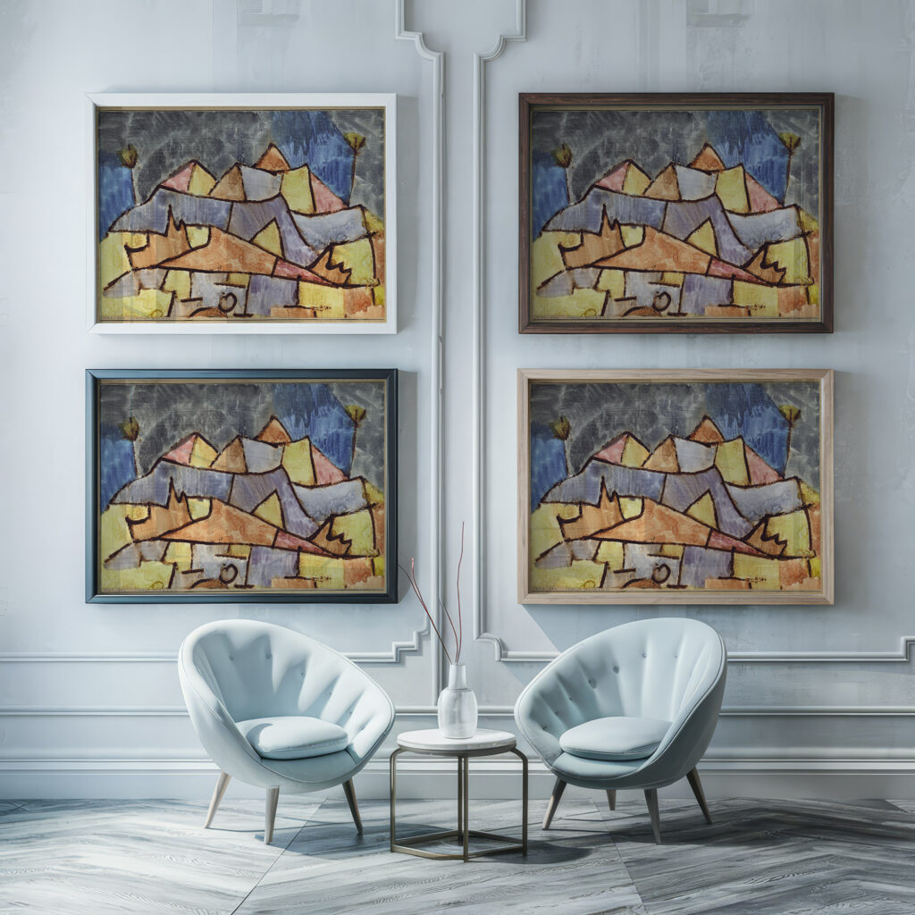 Strenge Gebirgsform Kristallines Gebirge 1924 Paul Klee framed posters mockup