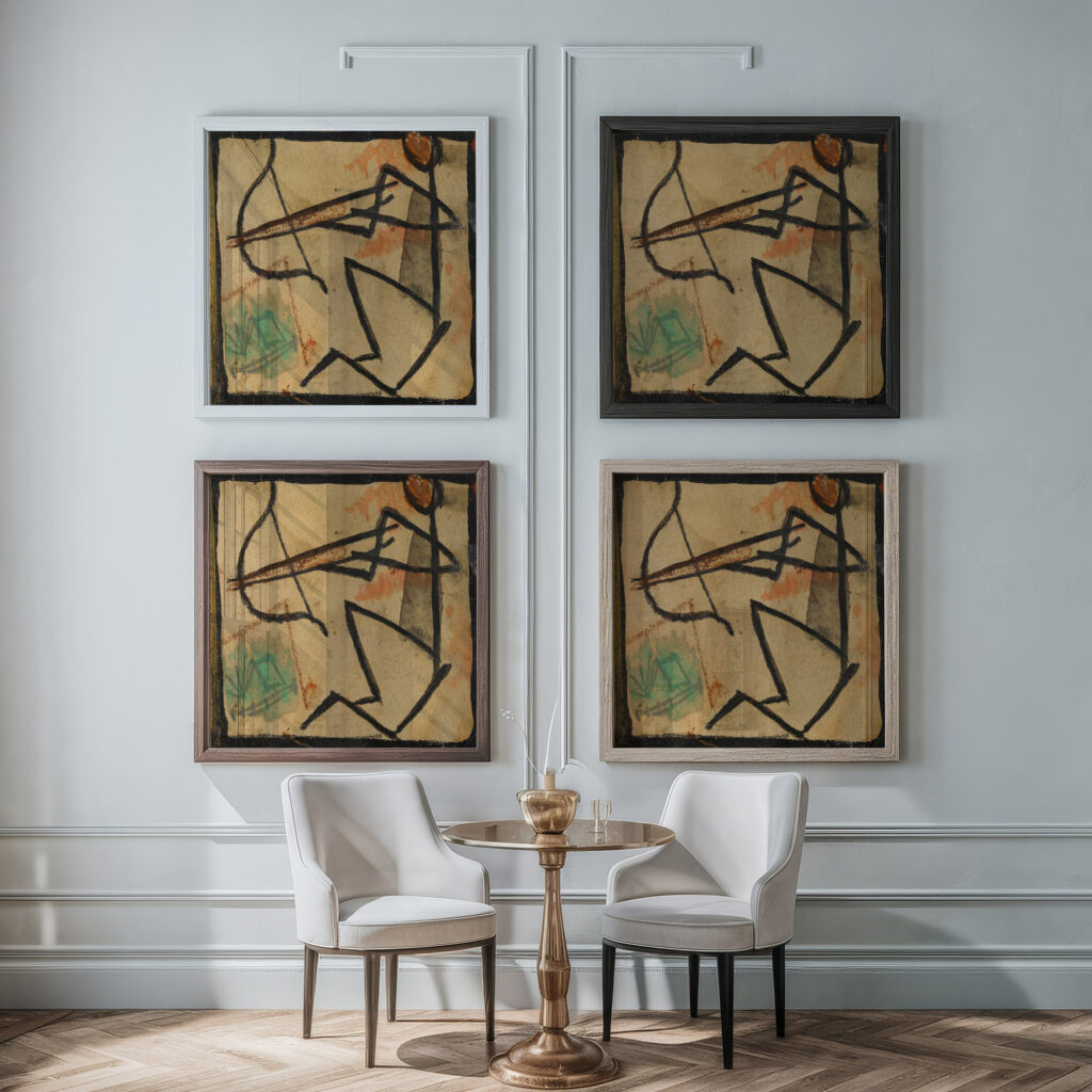 Strichmannchen mit Pfeil und Bogen 1918 Egon Schiele framed posters mockup