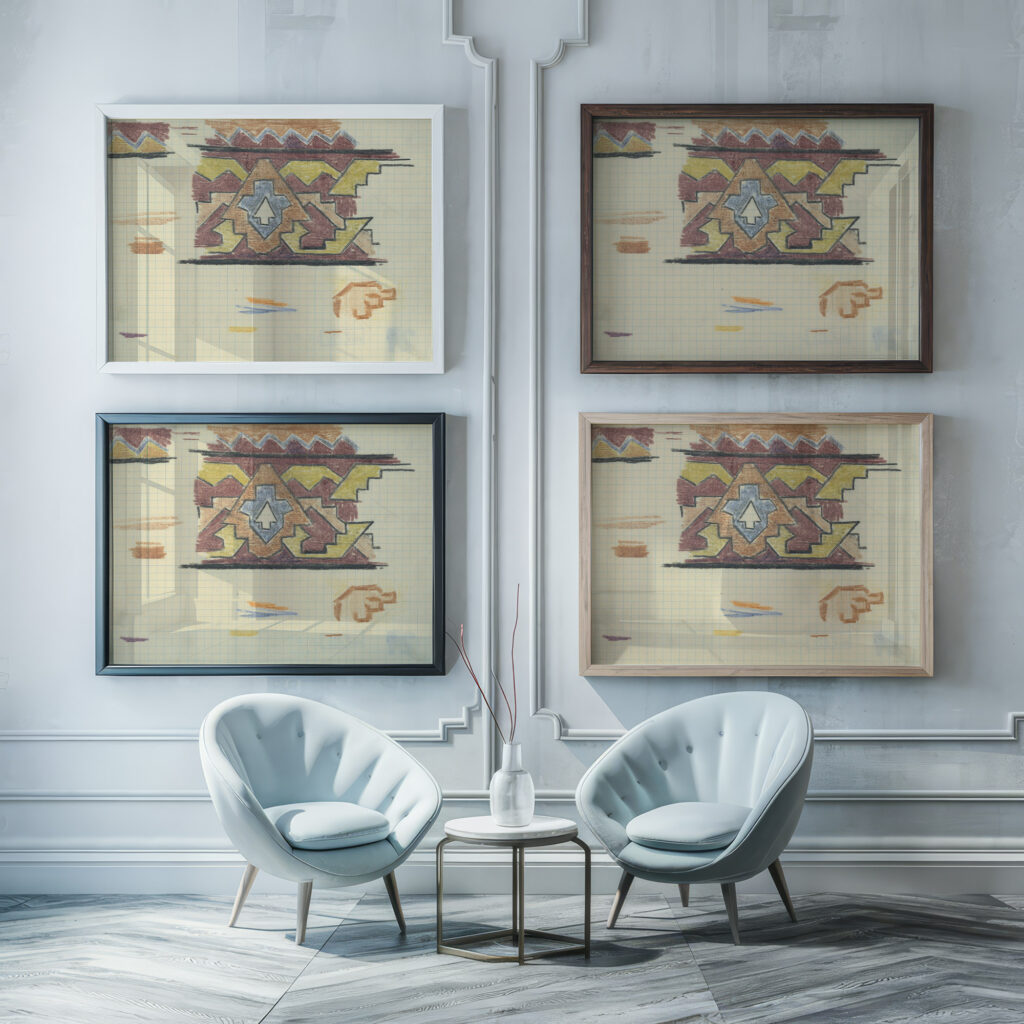 Studia geometrickeho ornamentu 1925–1927 Konstantin Bauer framed posters mockup