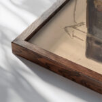 Studie van de bovenste verdieping van een hoekhuis 1827 1891 Johannes Bosboom close up dark wood mockup