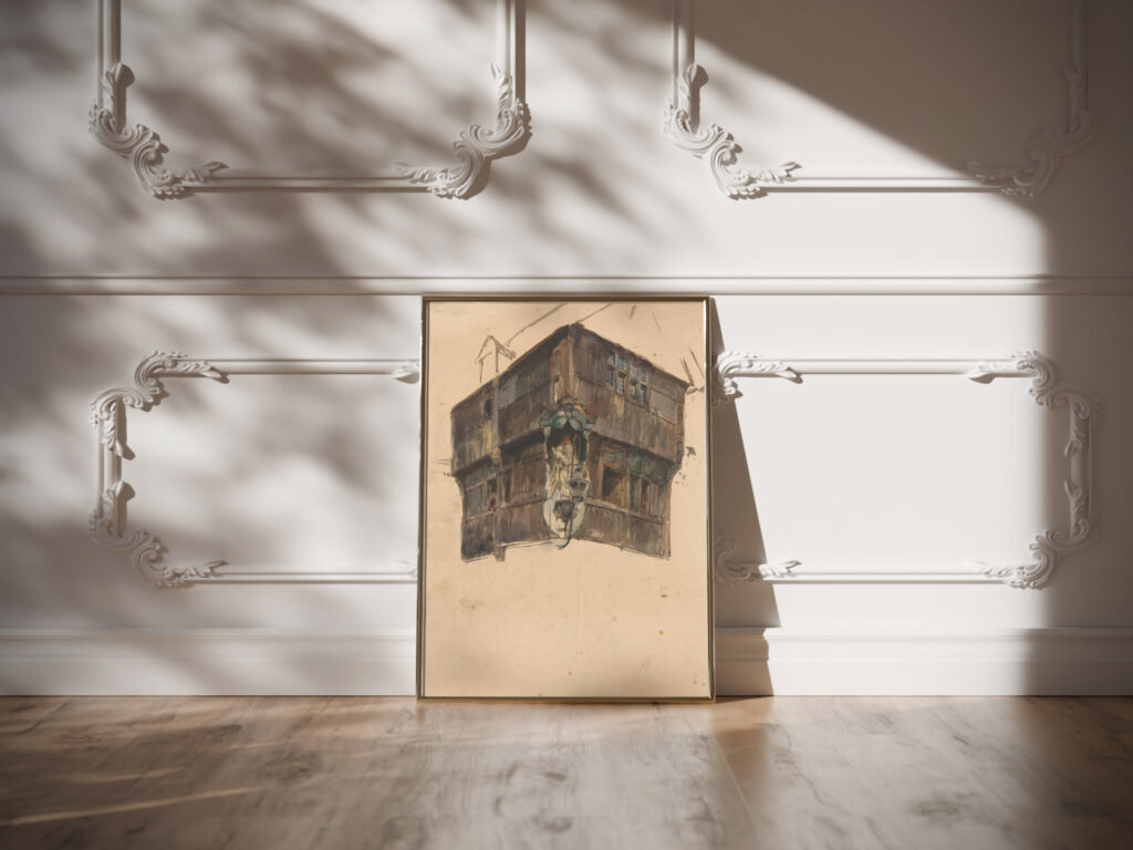 Studie van de bovenste verdieping van een hoekhuis 1827 1891 Johannes Bosboom video mockup