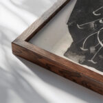 Studie van kamperfoelie 1874 Carel Adolph Lion Cachet close up dark wood mockup