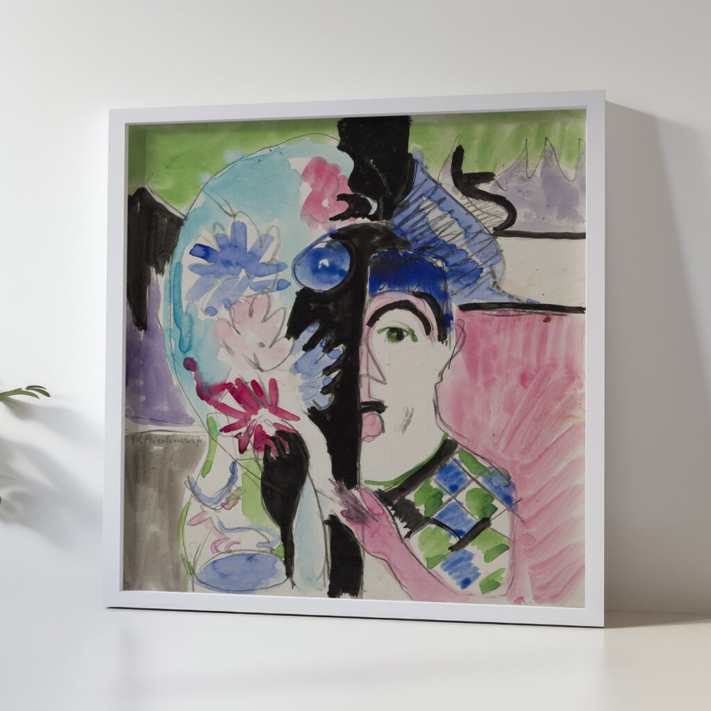 Studie zu ‘Mullerkopf mit Blumen ca. 1927 Ernst Ludwig Kirchner 5 mockup