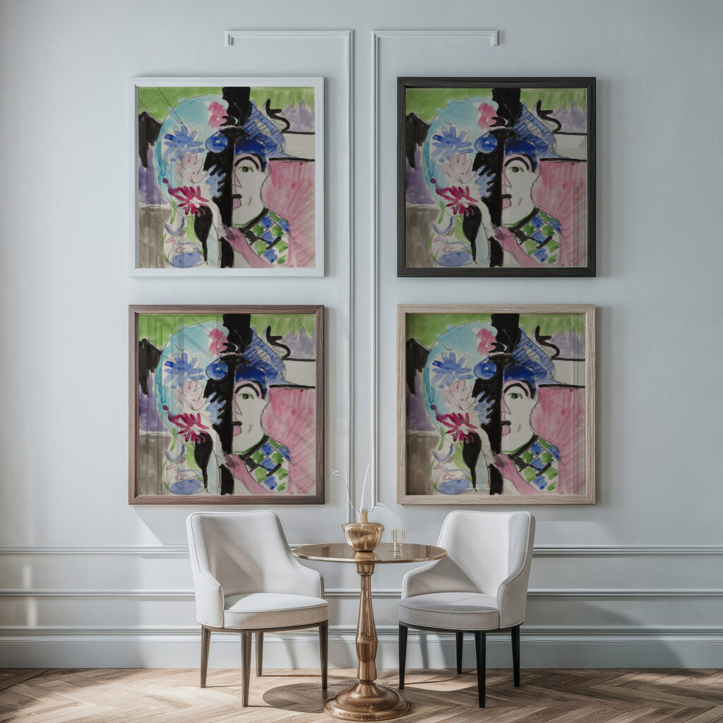 Studie zu ‘Mullerkopf mit Blumen ca. 1927 Ernst Ludwig Kirchner framed posters mockup