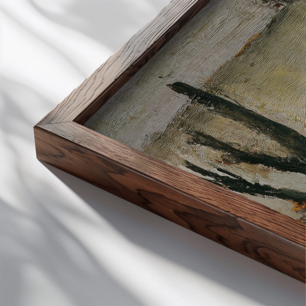Studie zum ‘Schulhof 1926 Wilhelm Thony close up dark wood mockup