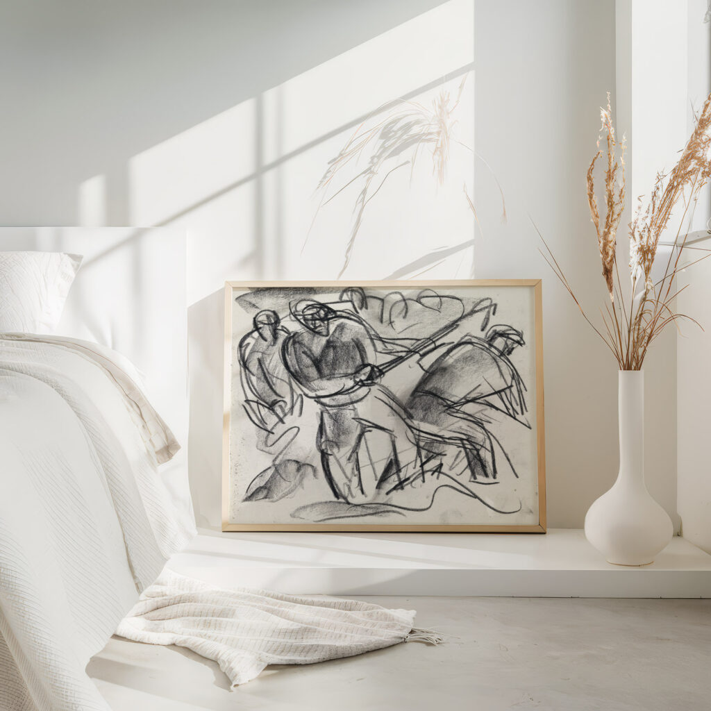 Studieblad met mannen aan het werk 1891 Leo Gestel 4 mockup