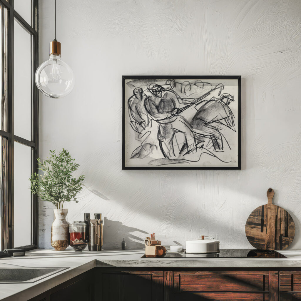 Studieblad met mannen aan het werk 1891 Leo Gestel 6 mockup