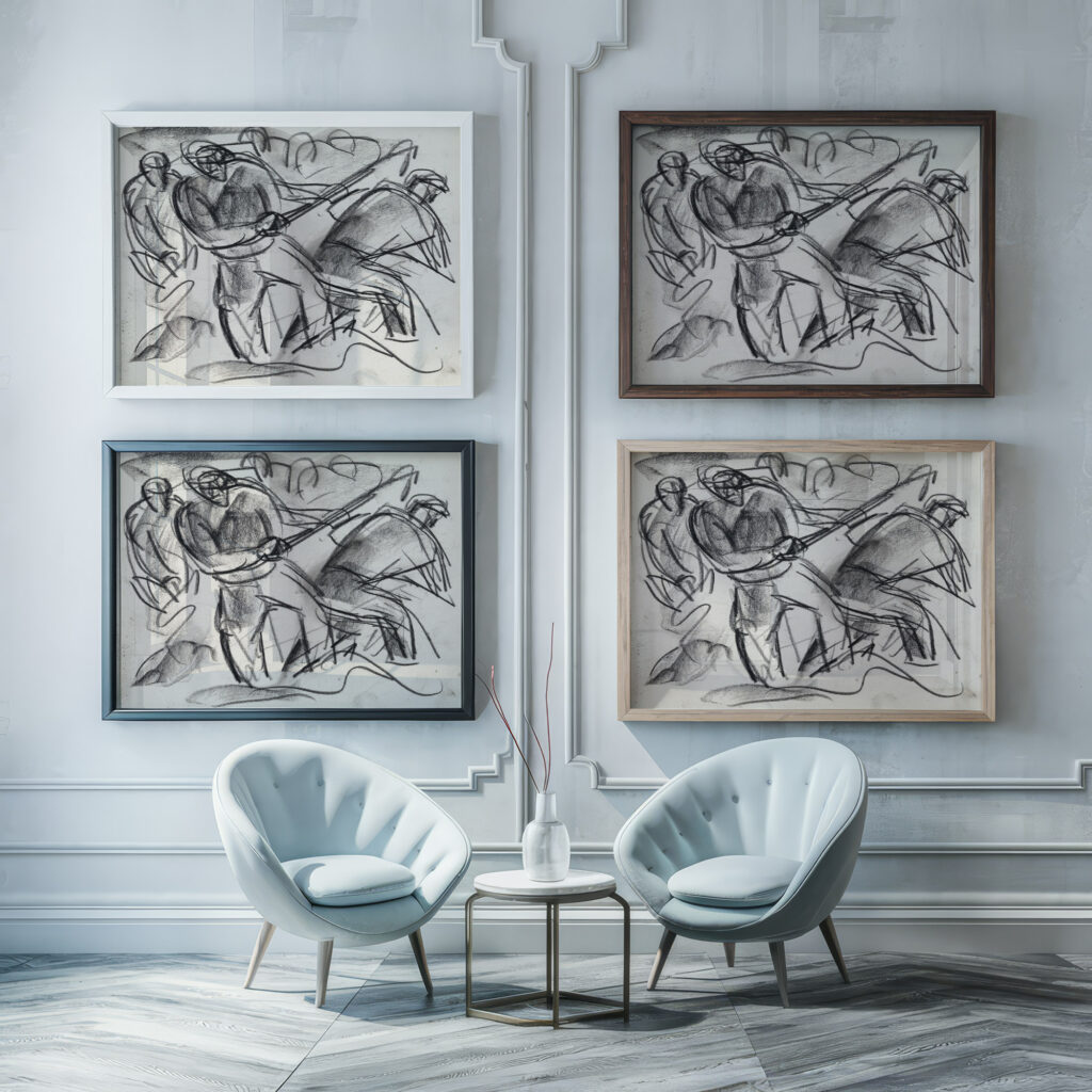 Studieblad met mannen aan het werk 1891 Leo Gestel framed posters mockup