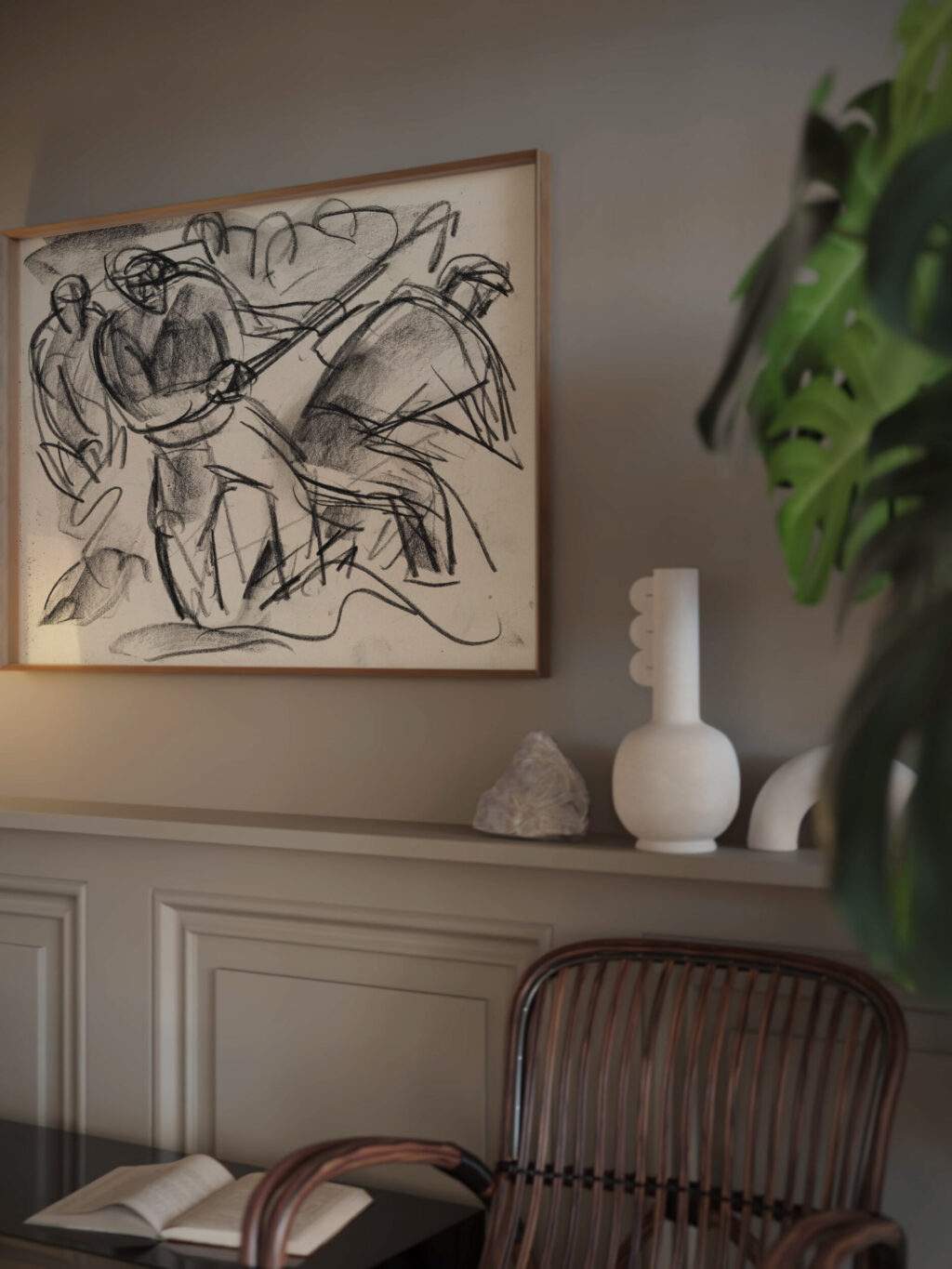 Studieblad met mannen aan het werk 1891 Leo Gestel video mockup