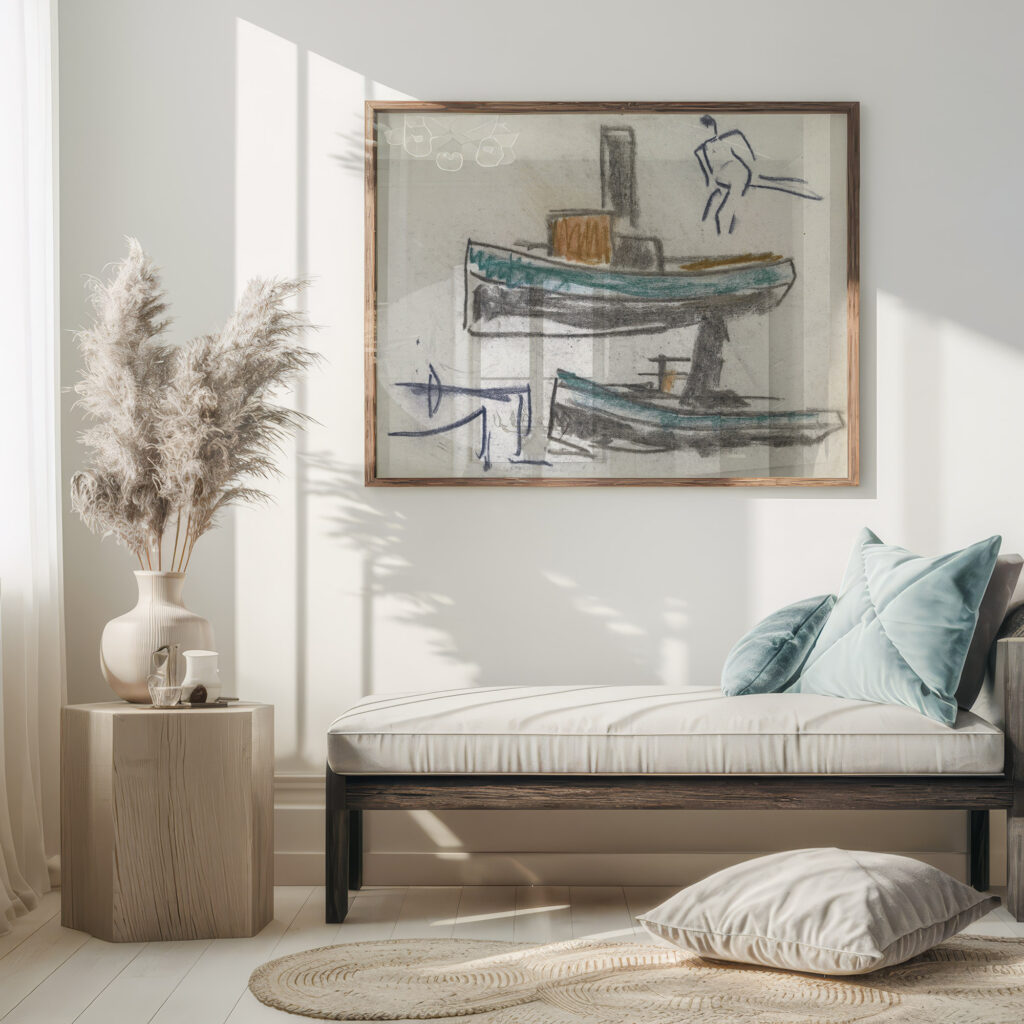 Studieblad met schepen 1891 Leo Gestel 5 mockup