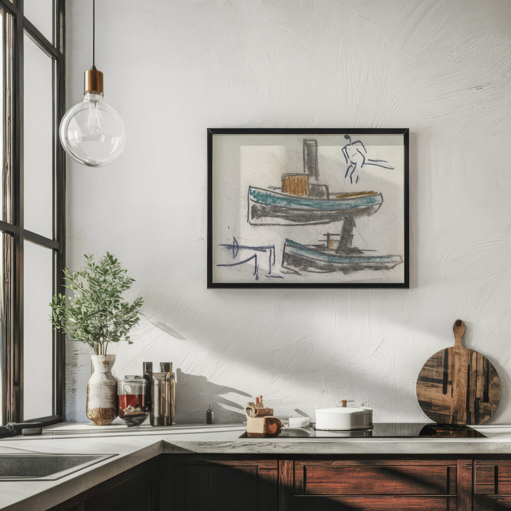 Studieblad met schepen 1891 Leo Gestel 6 mockup