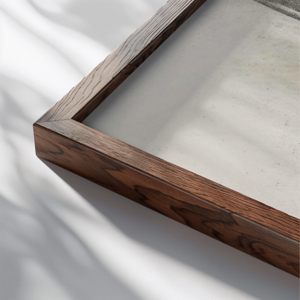 Studieblad met schepen 1891 Leo Gestel close up dark wood mockup