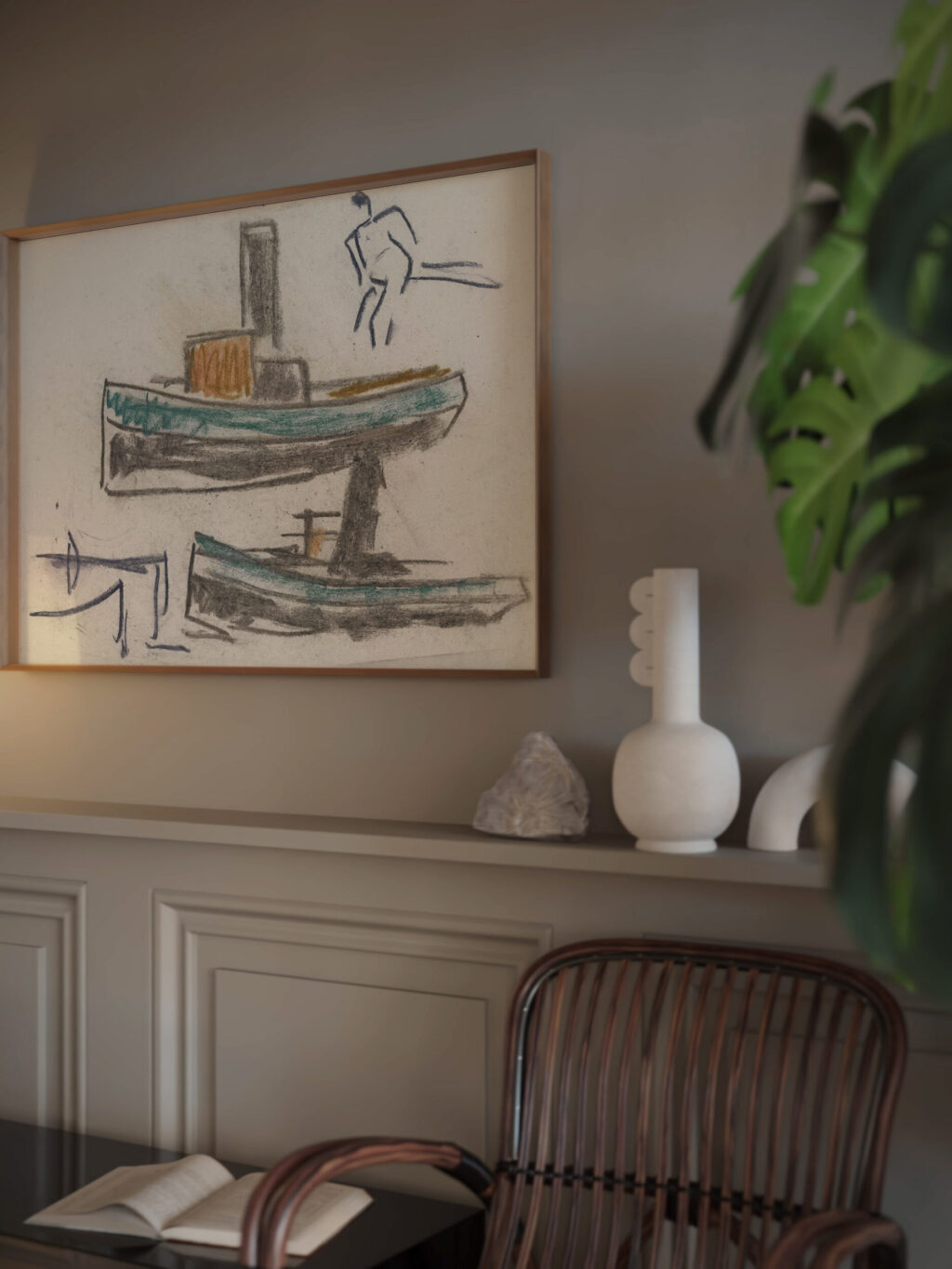 Studieblad met schepen 1891 Leo Gestel video mockup