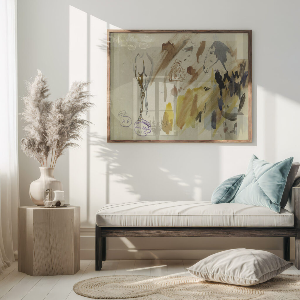 Studienblatt Pferde und Mann mit Hut Anton Burger 5 mockup