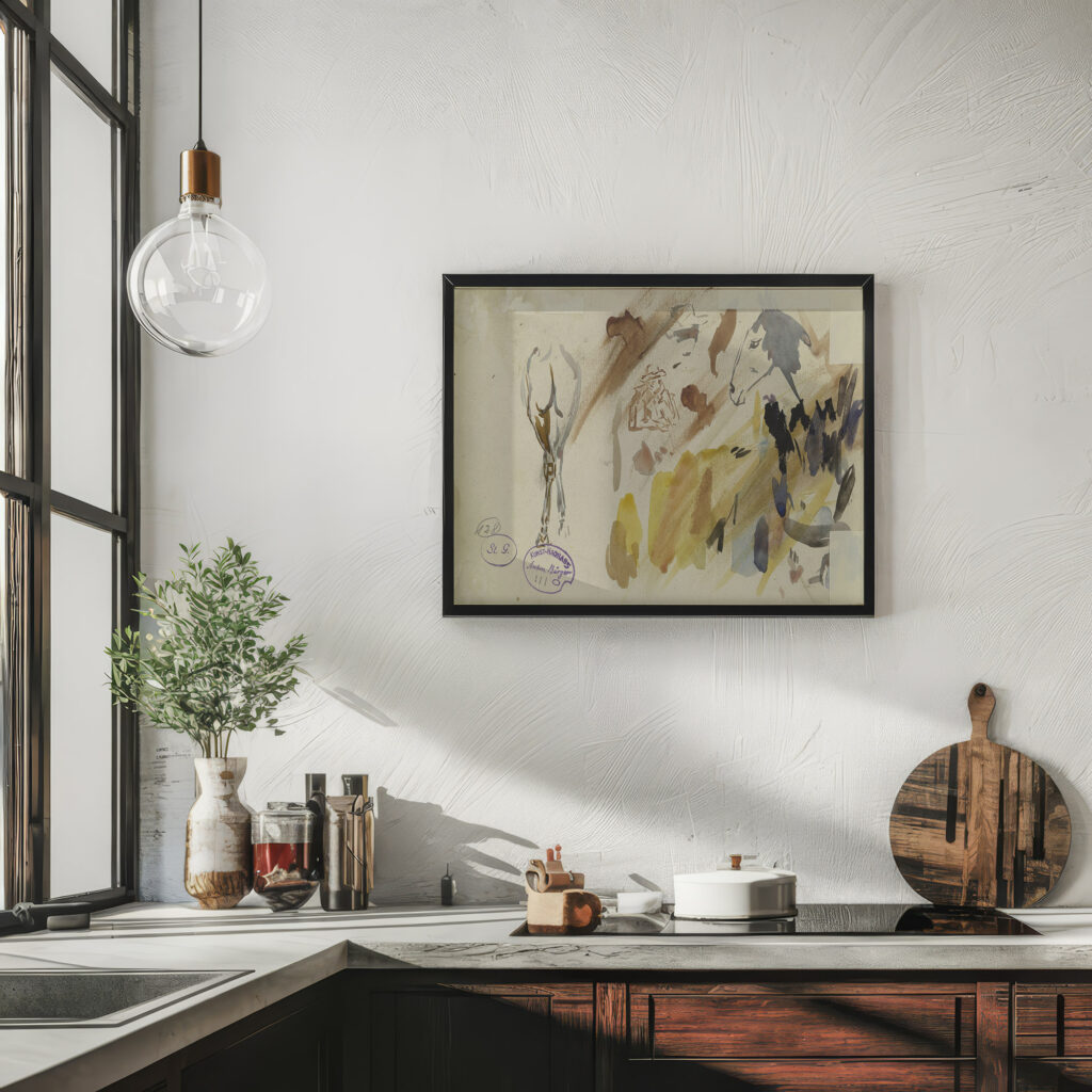 Studienblatt Pferde und Mann mit Hut Anton Burger 6 mockup