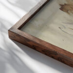 Studienblatt Pferde und Mann mit Hut Anton Burger close up dark wood mockup