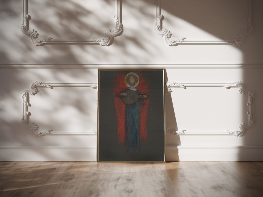 Study Angel with Musical Instrument Edwin Austin Abbey video mockup