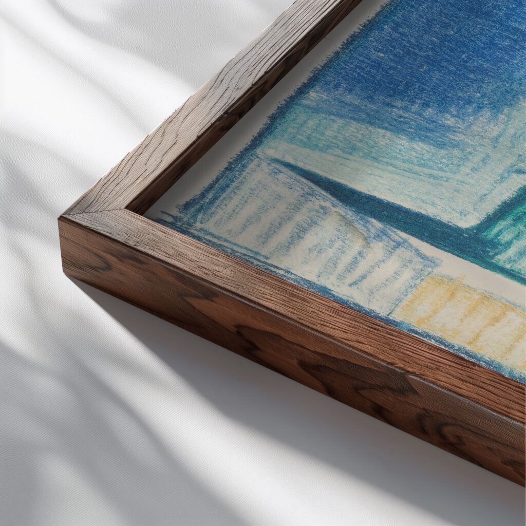 Study for Canal Port Rockaway 1916 Oscar Bluemner close up dark wood mockup