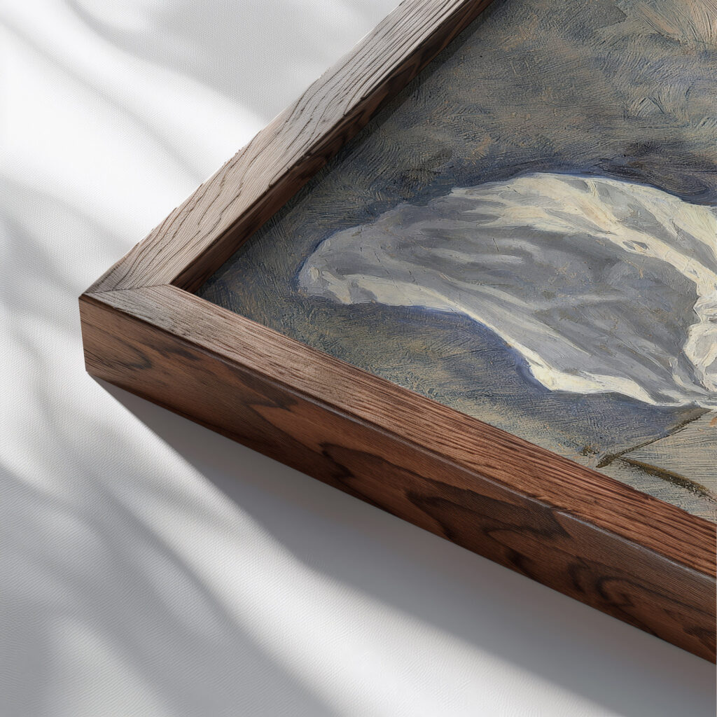Study for Drapery of Pursuit of the Ideal 1891 Kenyon Cox close up dark wood mockup
