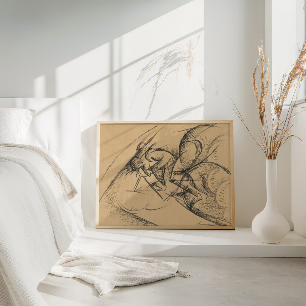 Study for Dynamic Force of a Cyclist I 1913 Umberto Boccioni 4 mockup