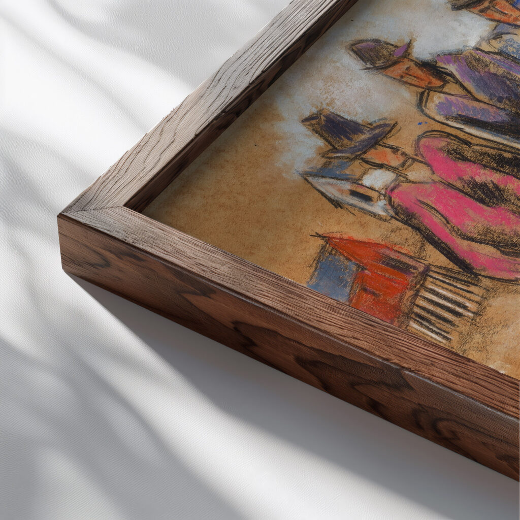 Study for Lobster Fishermen 1940 Marsden Hartley close up dark wood mockup