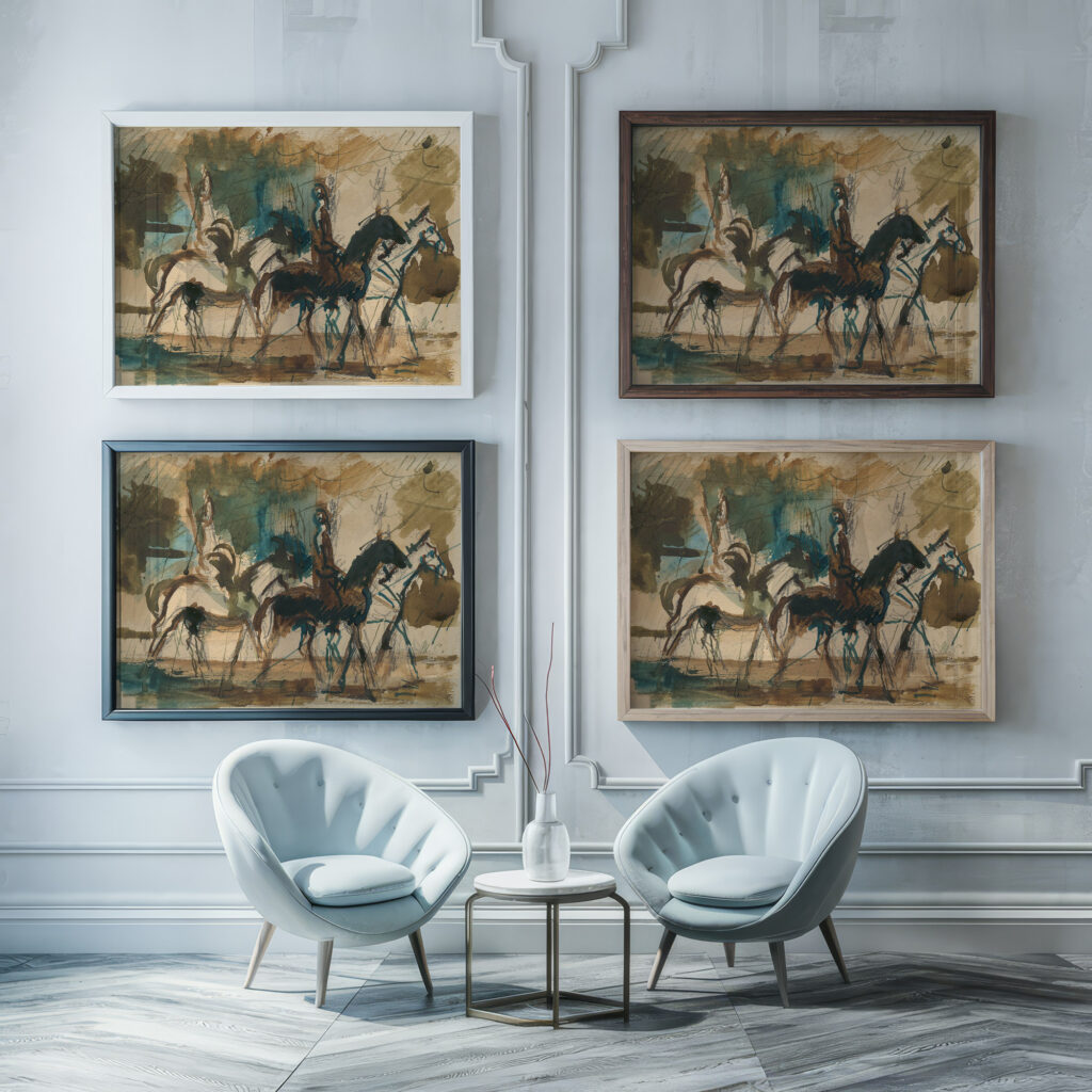 Study for Riders 1940 1949 Cyprian Majernik framed posters mockup