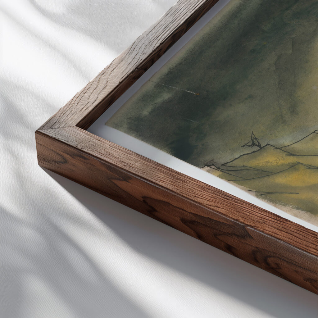 Study for a Full Page Illustration for a Fairytale Jan Novak close up dark wood mockup