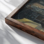 Study for a Slovak Fairytale I Jan Novak close up dark wood mockup