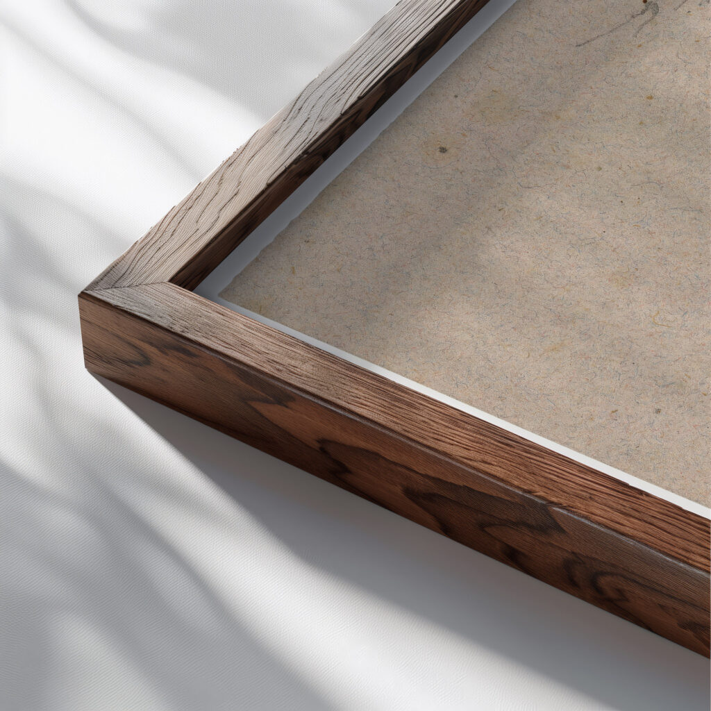Study of Wooden Animal Trap 1855–1860 Friedrich Carl von Scheidlin close up dark wood mockup