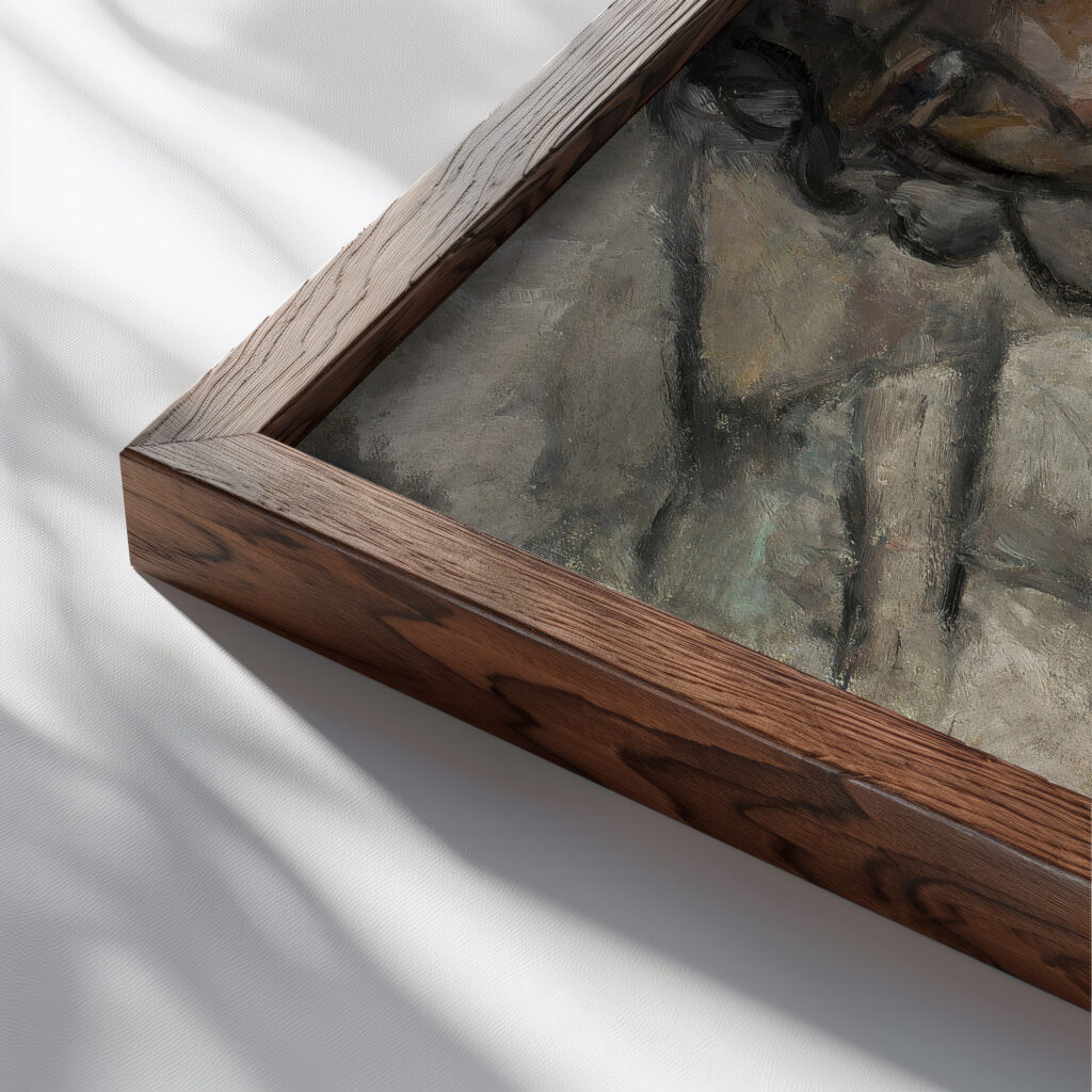 Study of a nude Female half nude 1912 Tadeusz Makowski close up dark wood mockup