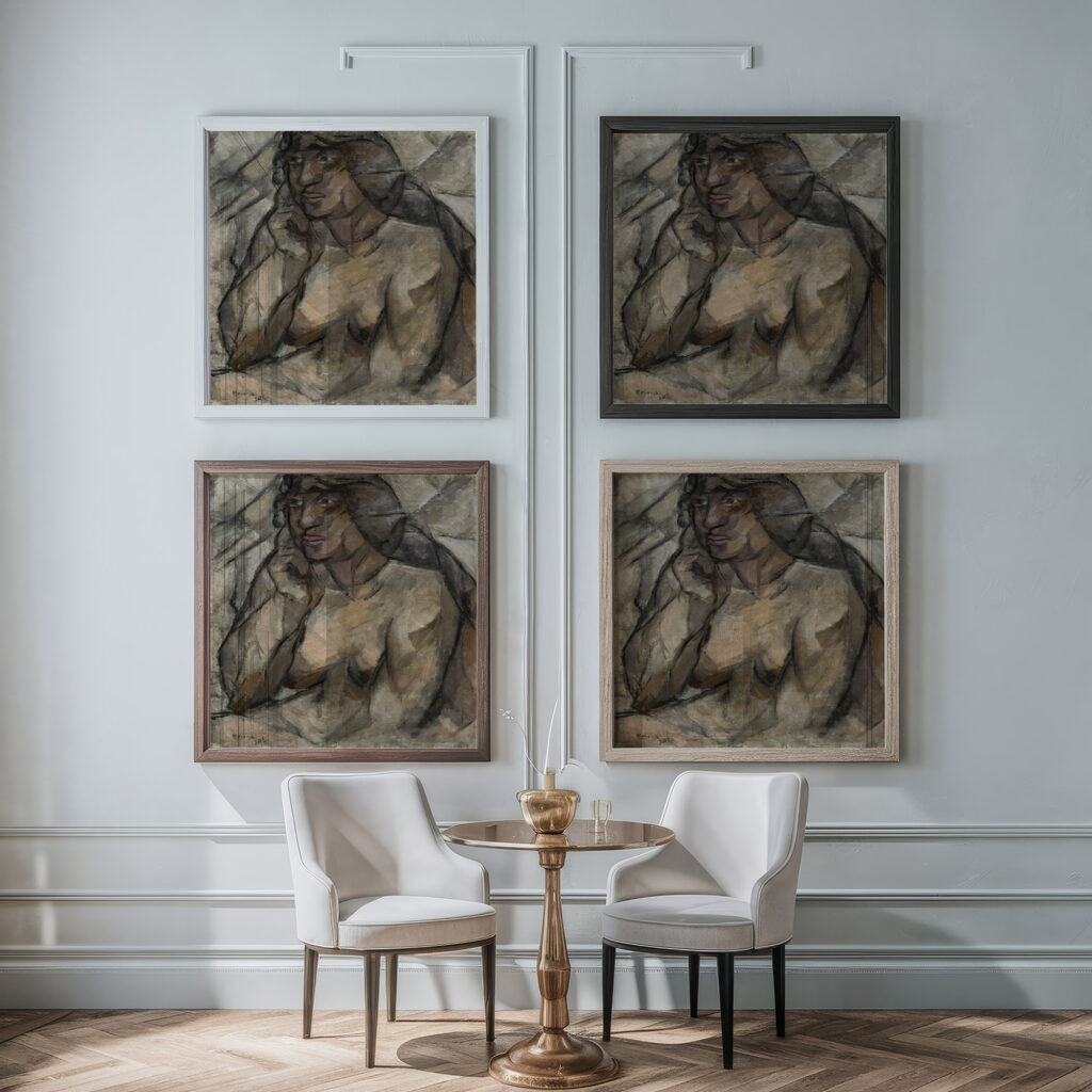 Study of a nude Female half nude 1912 Tadeusz Makowski framed posters mockup