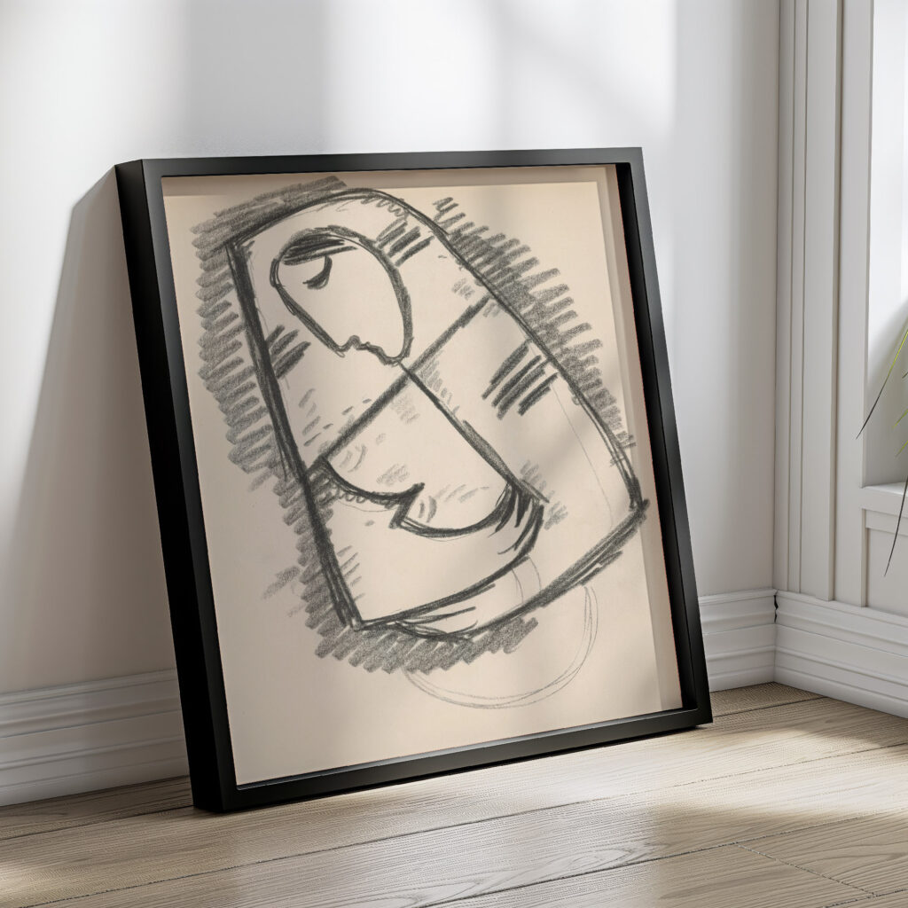 Study of a woman in a scarf composed on a diagonal 1938 Mikulas Galanda 4 mockup