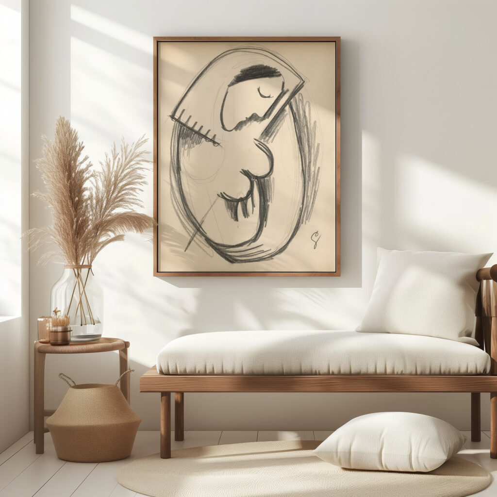 Study of a woman with a bowed head 1938 Mikulas Galanda 5 mockup