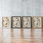 Study of a woman with a bowed head 1938 Mikulas Galanda framed posters mockup