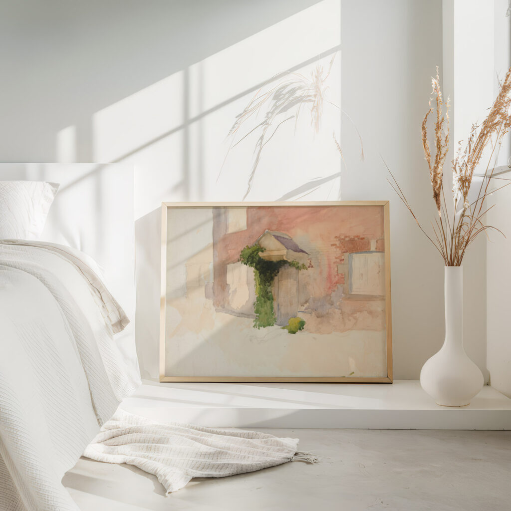 Study of exterior of a red brick house Edwin Austin Abbey 4 mockup