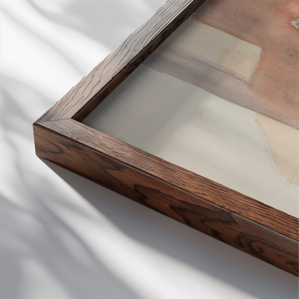 Study of exterior of a red brick house Edwin Austin Abbey close up dark wood mockup