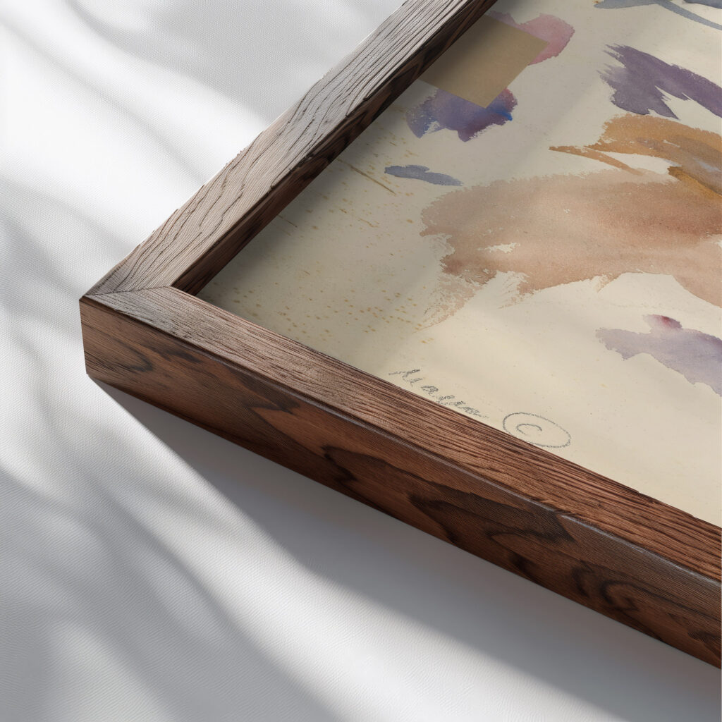 Study of mountain flowers 1880 Ladislav Mednyanszky close up dark wood mockup