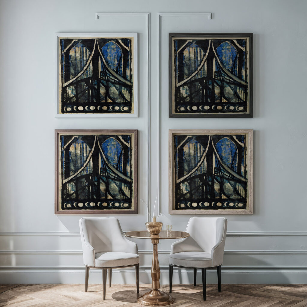 Study of the Brooklyn Bridge 1922 Joseph Stella framed posters mockup