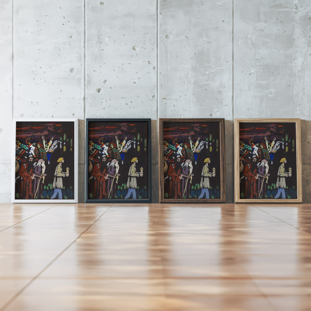 Study on ‘Panic 1907 Wassily Kandinsky framed posters mockup